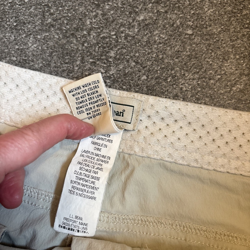 LL Bean Pants Womens 18R Tan Capri Nylon Stretch Mid Rise Hiking Ripstop See Pic - Picture 3 of 16